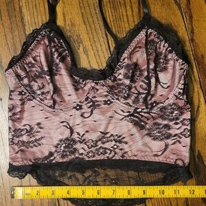 USED Like New Pink and Black Lace Bralette Sexy Size Small